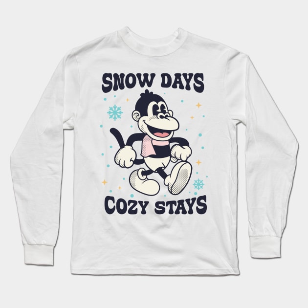 Monkey, Snow days cozy stays Long Sleeve T-Shirt by dadan_pm